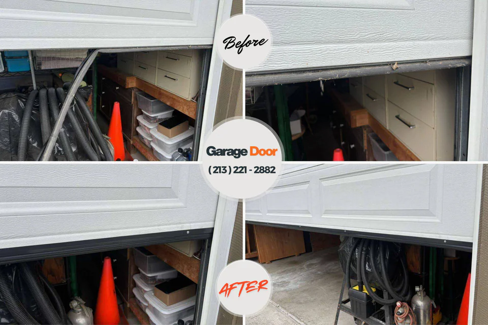Before and after: garage door repair Westport, WA